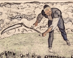 Kosac pri radu, nacrt za novčanicu od  50 SFr, 1909.