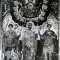 Grcki majstor - Bogorodica sa Hristom (Znamenja) i svetiteljima druga pol. XVII v., tempera na platnu kasiranom na drvo, 36 X 28 X 2 cm