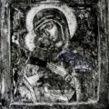 Ruski majstor - Bogorodica sa Hristom (Vladimirska) druga pol. XVII v, tempera na dasci, 32 X 26,8 X 3,2 cm